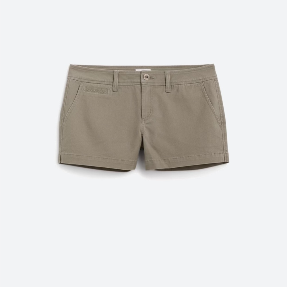 Never been worn mid rise shorts. Color Olive.
